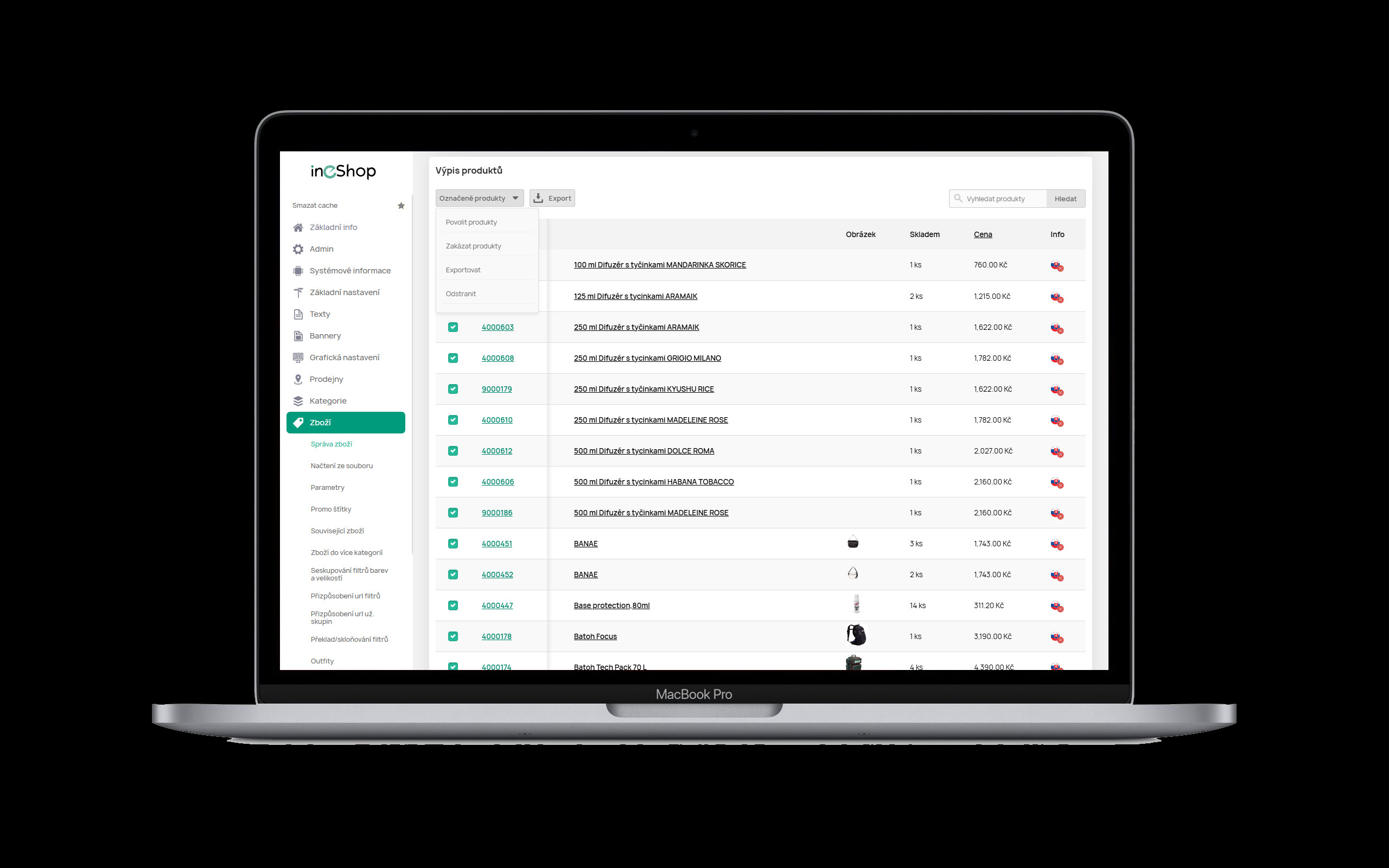 Export produktů do CSV