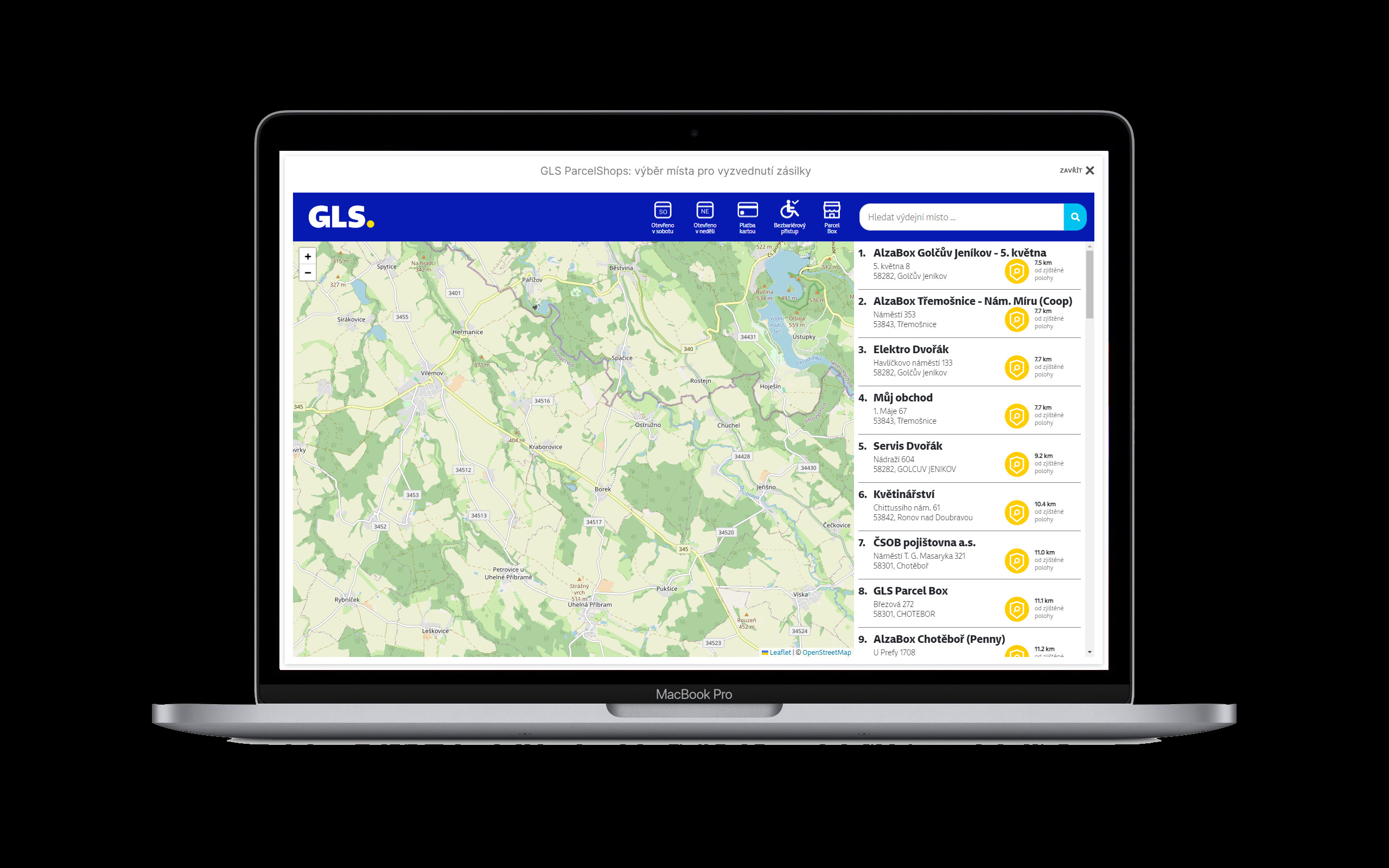 GLS Parcelshop widget