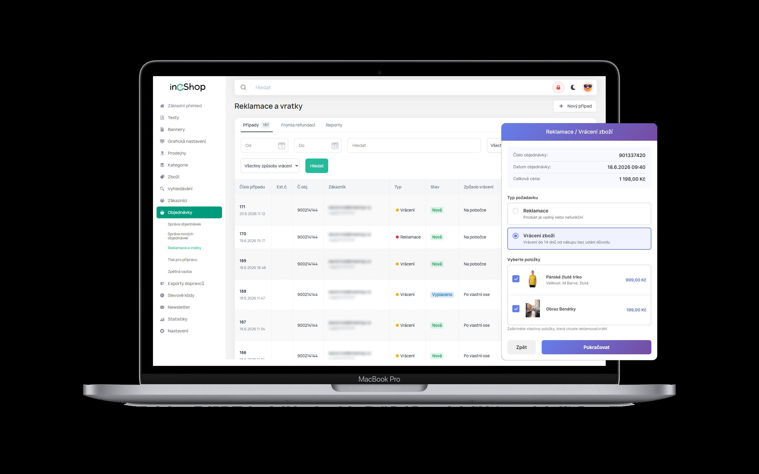Reklamace, Vrácení a Odstoupení od smlouvy