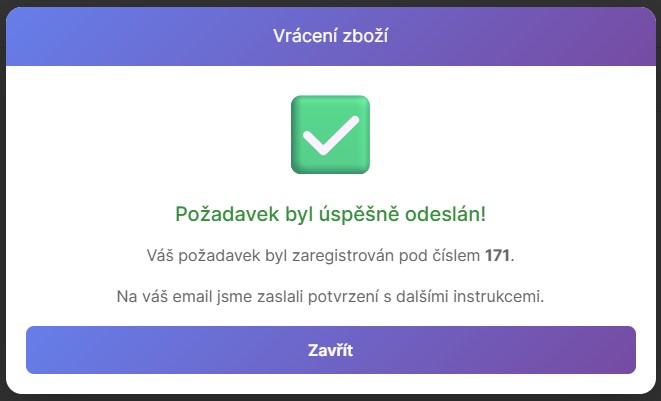 Ukázka zákaznického formuláře - třetí krok